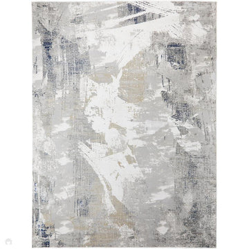 Skyline SK103 Modern Abstract Distressed Hi-Low Textured Low Profile Short-Pile Polyester Ivory/Navy Rug-Concept Looms-Rug Love - The Most Loved Rug Store